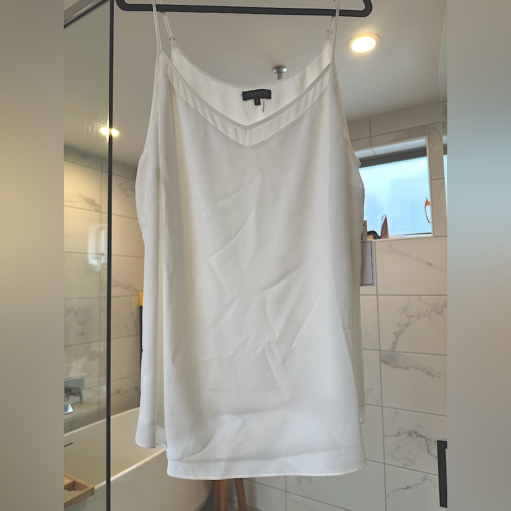 NWT 1.STATE Sheer Inset Camisole, white, 3X